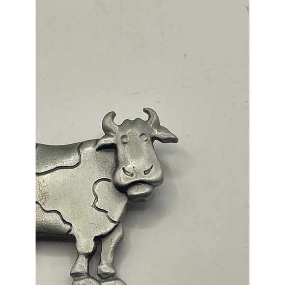 JJ JONETTE Signed Brooch Pin Pewter Cow J90 - Picture 2 of 6